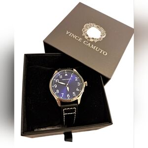 VINCE CAMUTO • Aldo Pilot Men’s Watch • Blue Face Black Straps •